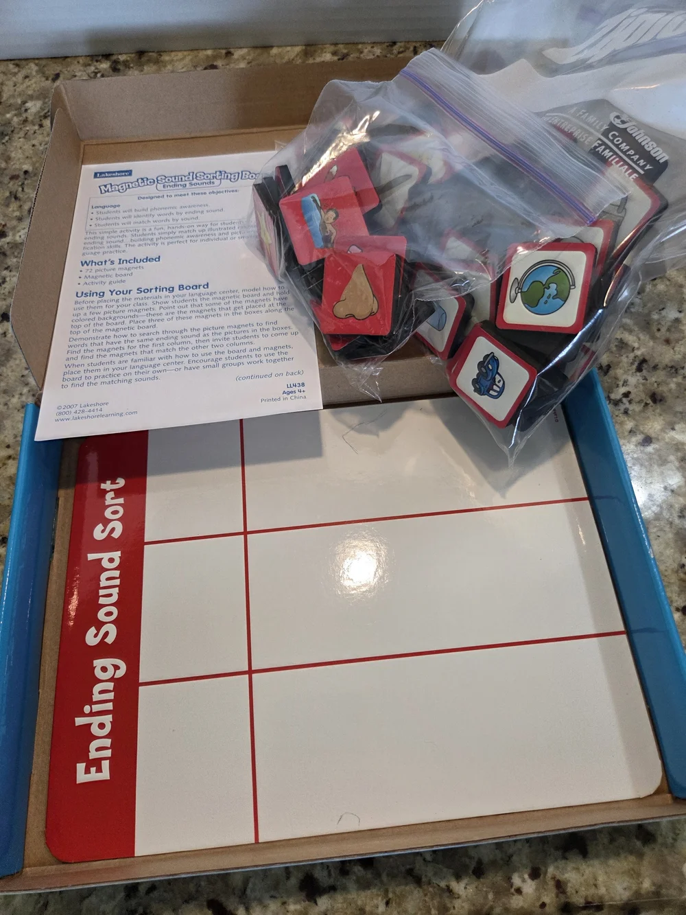 Lakeshore Ending Sounds Magnetic Sound Sorting Board LL436 Ages 4+ Homeschool